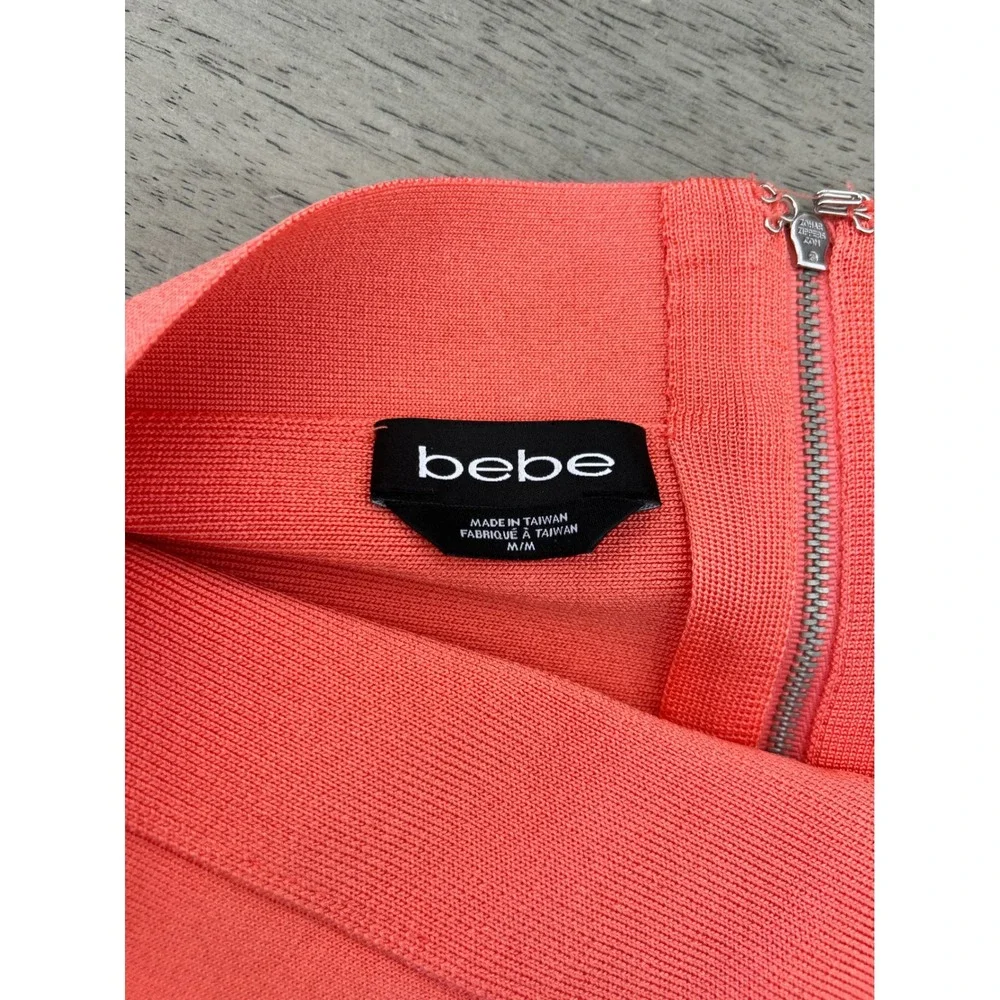 Bebe Coral Pink‎ Bandage Mini Skirt Bodycon High Waist Size Medium M Zip Back